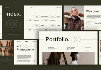 Cream Olive Line Minimalist Portfolio Presentation