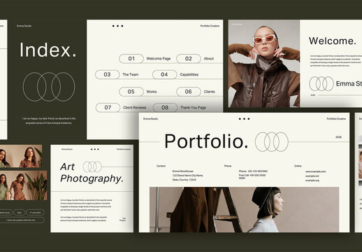 Cream Olive Line Minimalist Portfolio Presentation