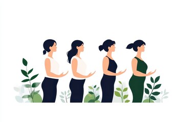 Fototapeta premium Breast Self-Exam Illustration: A detailed, yet tasteful illustration showing the steps of a breast self-exam. The image should be informative, with clear labeling and a simple, clean design, focusing 