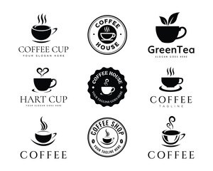 Coffee shop logo. Retro badge coffee and tea logo design. Cafe, Restaurant, and Coffee Shop logo design templates.