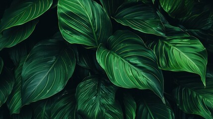 textured dark green tropical foliage 