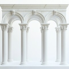 Obraz premium Three Classical White Columns in a Row on a Minimalist Background 