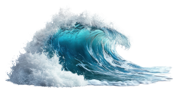 PNG Majestic ocean wave crashing powerfully