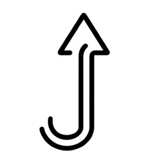 A curved arrow showcases a simple line interface, clearly directing attention and aiding navigation with its minimalist black design against a white backdrop