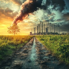 Obraz premium Decarbonization as a key element of sustainability and carbon neutrality.