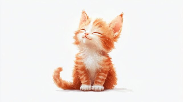 Adorable cartoonized Ragamuffin cat, fluffy and friendly with beautiful fur coat
