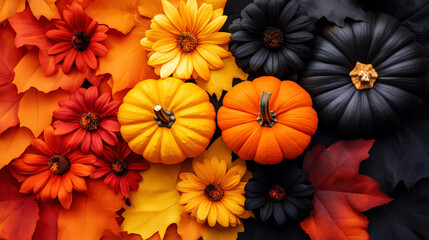 Halloween party decorations. Rich orange and black. Invitation Template. Generative AI