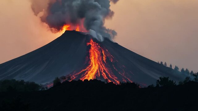 view of a volcano erupting footage