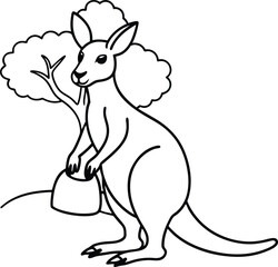 Fun kangaroo by a tree with a pouch illustration for kids coloring book sparks creativity and imagination
