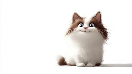 Cartoonized American Bobtail: Small and Agile Feline Sitting Pretty in Playful Pose