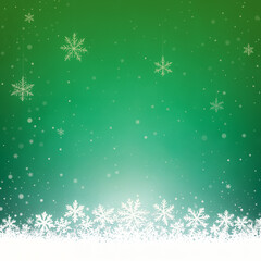 green christmas background with snowflakes