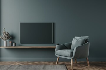 Modern interior of living-room. Beautiful simple AI generated image