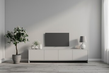 Modern interior of living-room. Beautiful simple AI generated image