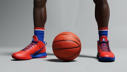Naklejka premium Basketball and Shoes, Ai Generated Images