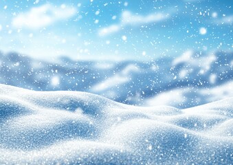 Winter snowfall on snow-covered landscape with a bright blue sky Generative AI