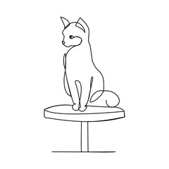 cats vector with continuous single one line art drawing. New minimalist design minimalism animal pet of cat illustration.