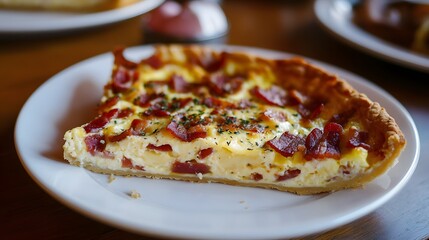 137. A plate of French quiche Lorraine with bacon