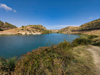 Obraz premium view, landscape, summer, spain, nature, water, reservoir, river,