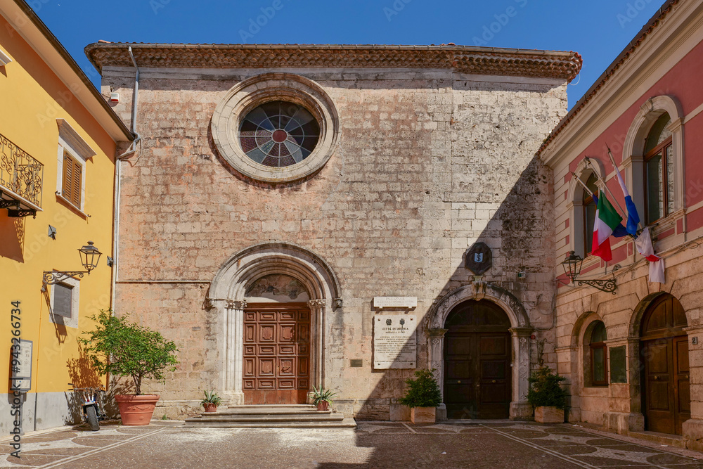 Poster a church in isernia, a city in molise, italy.