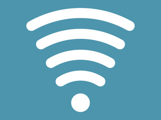 An illustration of a network symbol in white on a blue background, representing wireless connectivity and modern communication technology.