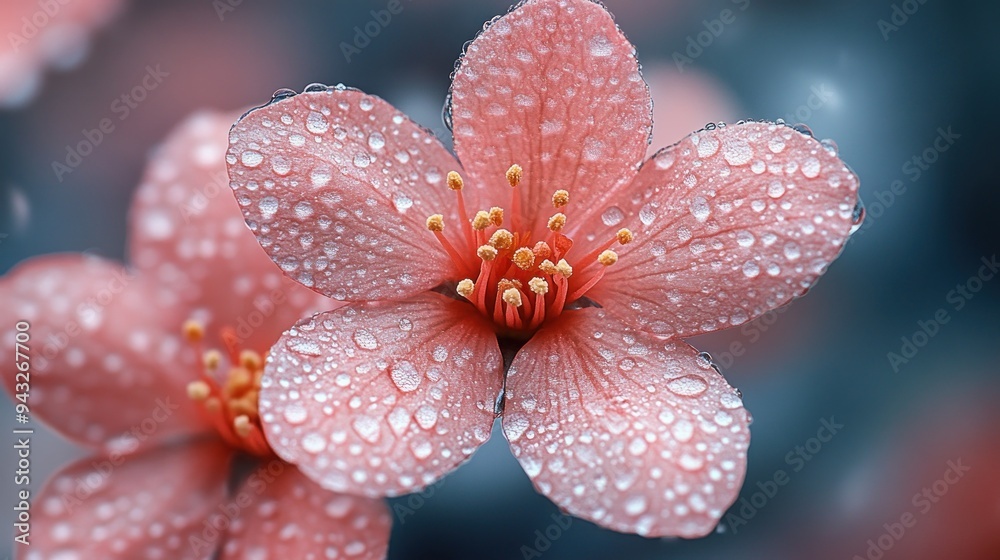 Canvas Prints Pink Flower Dew Drops