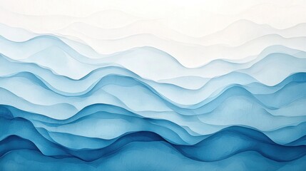 Fototapeta premium Layered blue paper waves abstract ocean design Generative AI