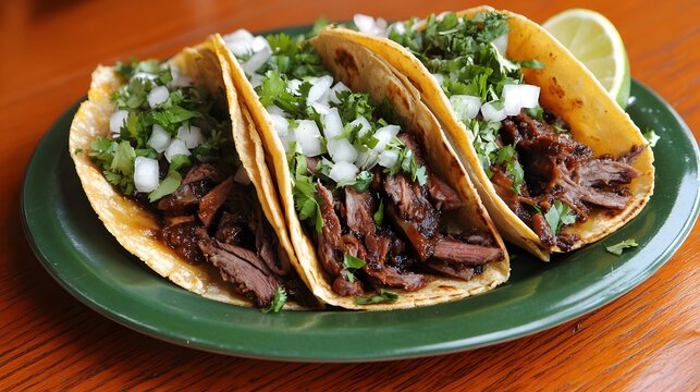 141. A plate of Mexican tacos with carne asada