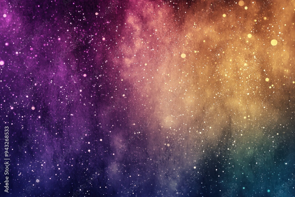 Sticker colorful cosmic nebula with starry particles in a gradient background generative ai