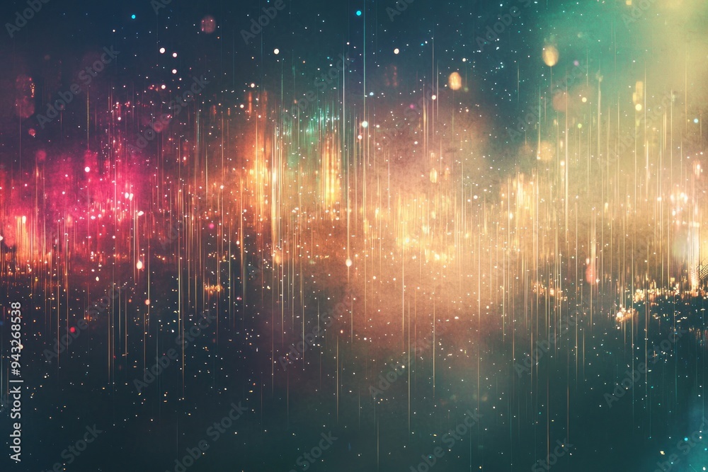 Wall mural colorful cosmic nebula with starry particles in a gradient background generative ai