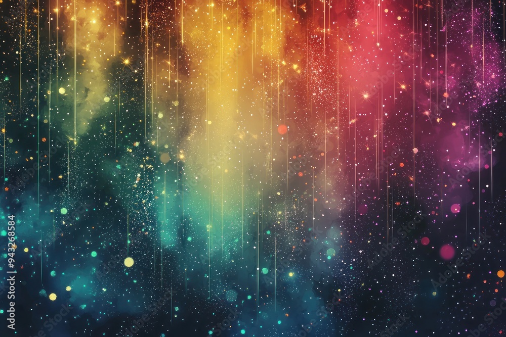 Poster colorful cosmic nebula with starry particles in a gradient background generative ai