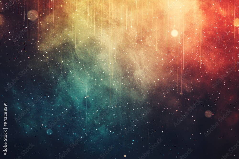 Wall mural colorful cosmic nebula with starry particles in a gradient background generative ai