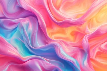 Obraz premium Vivid abstract fluid waves in bright pink, orange, and blue colors creating a dynamic and vibrant composition Generative AI