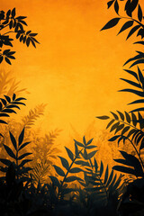 Warm Plant Silhouettes,  This image features a background with silhouettes of various plants in warm yellow tones, creating a calming and inviting atmosphere