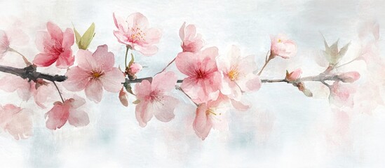 Watercolor depiction of spring blooms set against a transparent backdrop