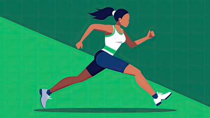 Obraz premium Woman Running on Green Path