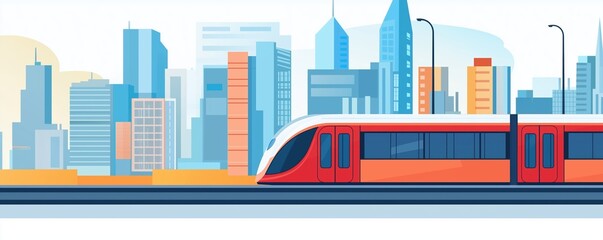 Obraz premium Smart city infrastructure, automated transit systems, flat design illustration
