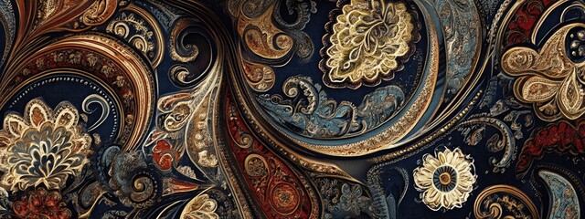 3D rendering of a paisley pattern patchwork design