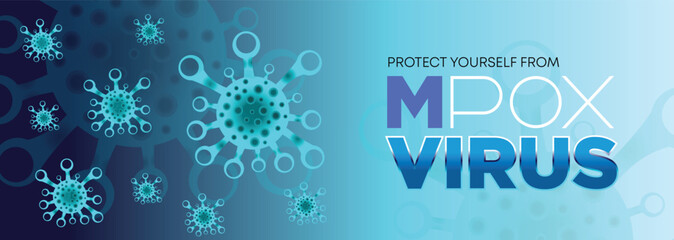 Monkeypox or mpox is a virus that infects humans through transmission from animals. web banner, header, and background cover for orthopoxvirus infectious zoonotic diseases