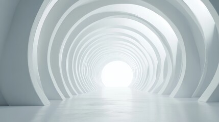 Naklejka premium Abstract 3D Rendering of a White Architectural Tunnel Background