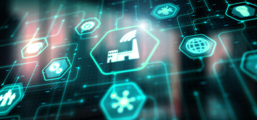 Obraz premium Smart Industry. AI. Artificial Intelligence