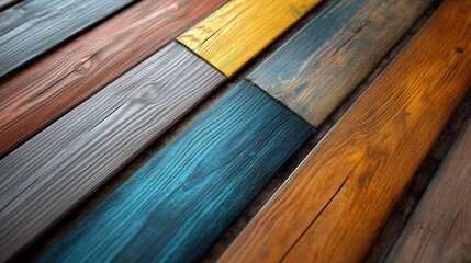 3D rendering of painted wooden boards