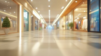 Abstract background of a shopping mall in 3D rendering with shallow depth of focus
