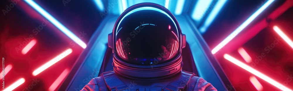 Aufkleber 3D render illustration featuring an astronaut aboard a spaceship heading into the sky Sci fi and futuristic concept