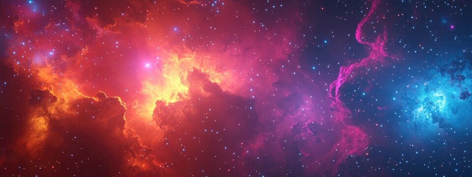 3D cartoon illustration of the emission nebula V398 Cephei alongside NGC7762 and NGC7822