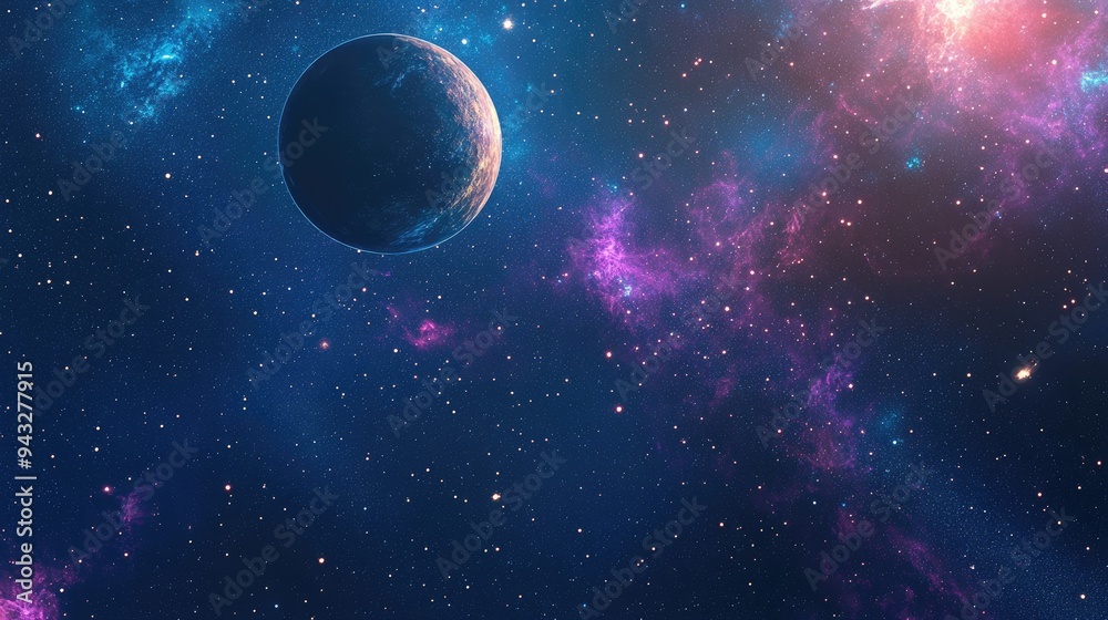 Poster 3d cartoon depiction of a starry outer space background texture