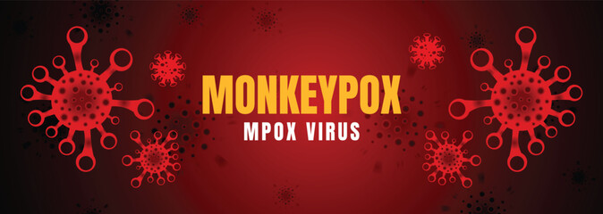 Monkeypox or mpox is a virus that infects humans through transmission from animals. web banner, header, and background cover for orthopoxvirus infectious zoonotic diseases
