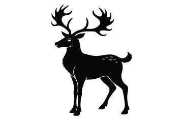 Fototapeta premium Christmas deer silhouettes on the white background