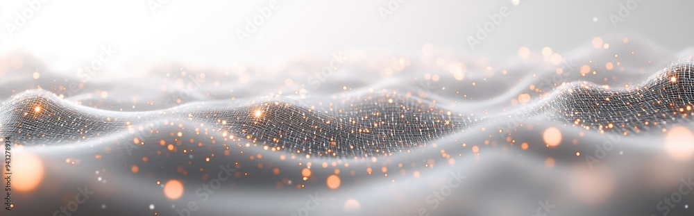 Aufkleber 3D illustration showcasing a white abstract background with a high tech network and a cyberspace grid featuring a starry outer space texture