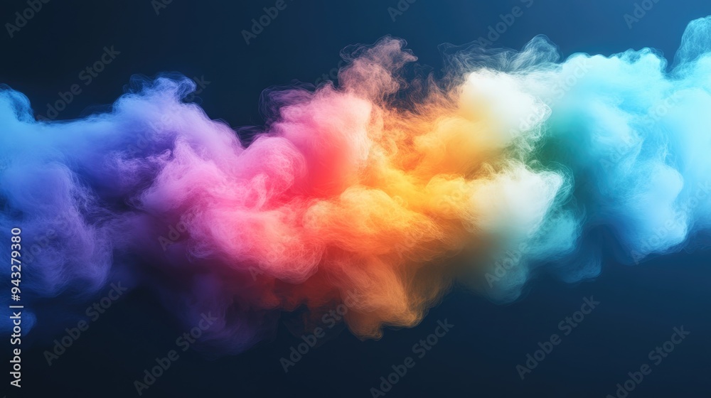Fototapete paint splash captured in a 3d cartoon rendering resembling smoke or colorful clouds illuminated by v