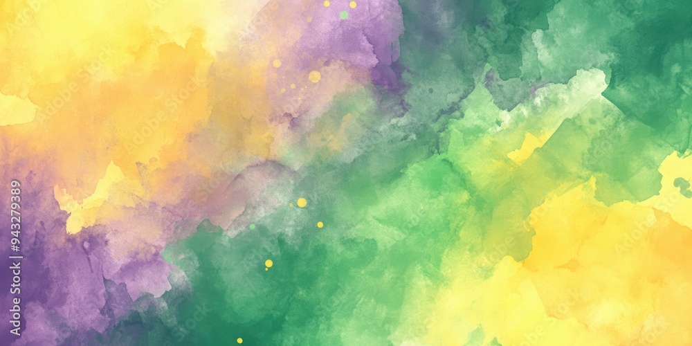 Poster abstract watercolor in green yellow and purple for use in a card banner wallpaper pattern book and f